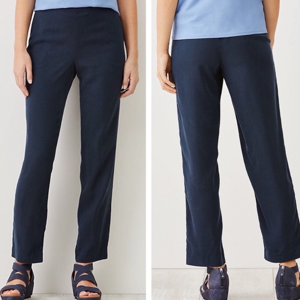 Pure Jill J.Jill Tall  Lyocell Tencel‎ “Deep Blue” Wide Leg Pull On Pants